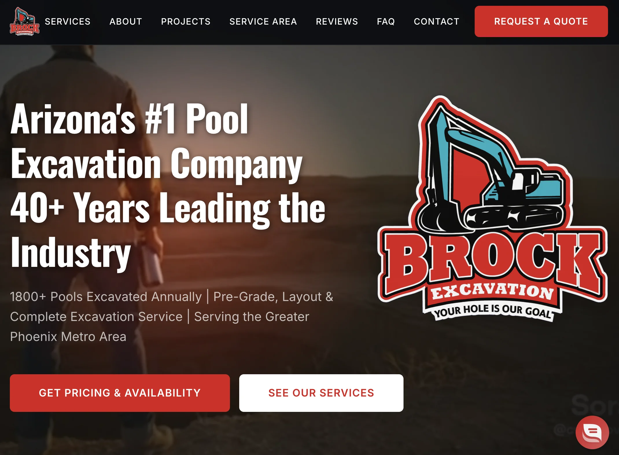 Brock Excavation website screenshot